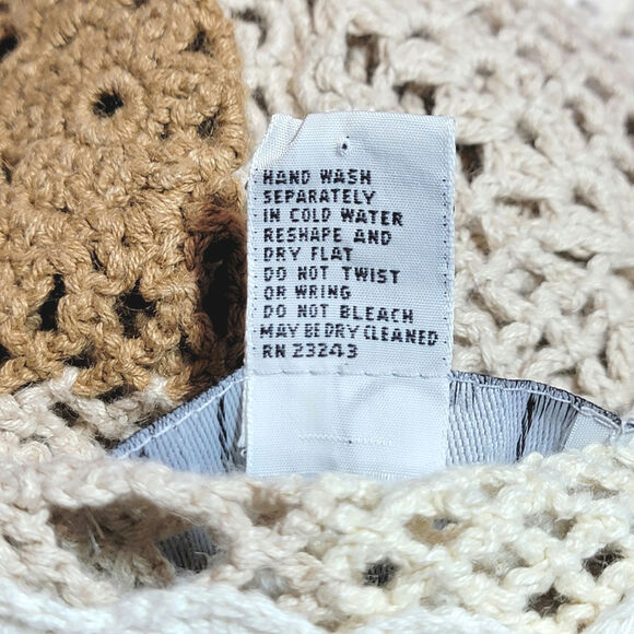 STYLE New York Crochet Tunic Sweater Tan Beige Casual Boho Beach Coverup S - Picture 15 of 16